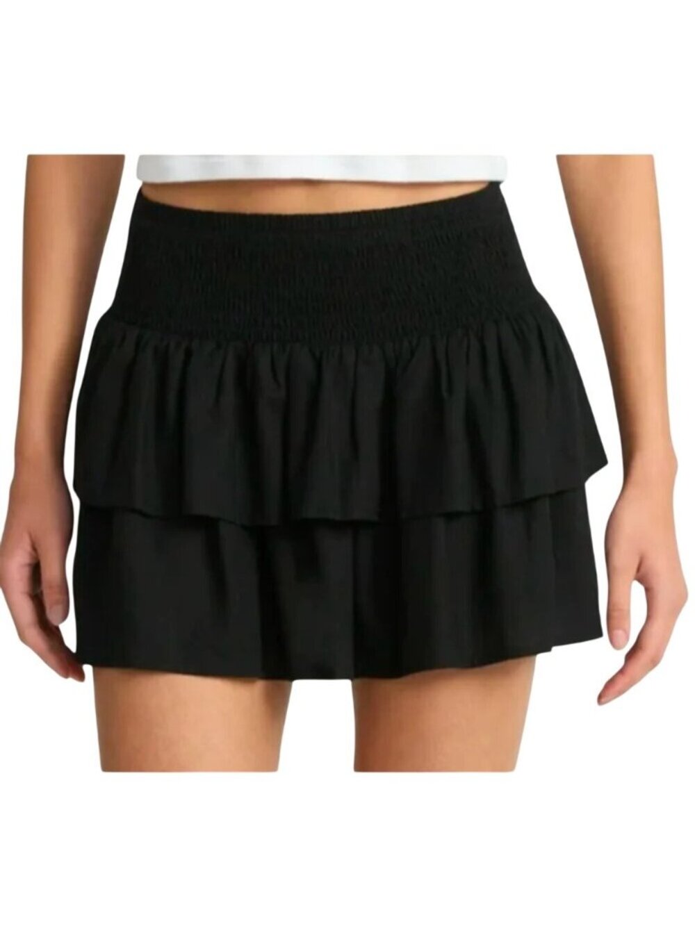 Wild Fable Black Tiered Ruffled Skort With Built-In Shorts Size M
